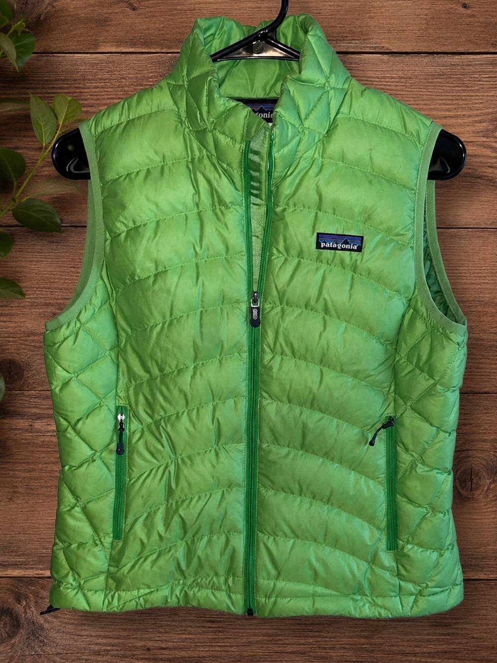 Patagonia Lime Green Quilted Down Vest